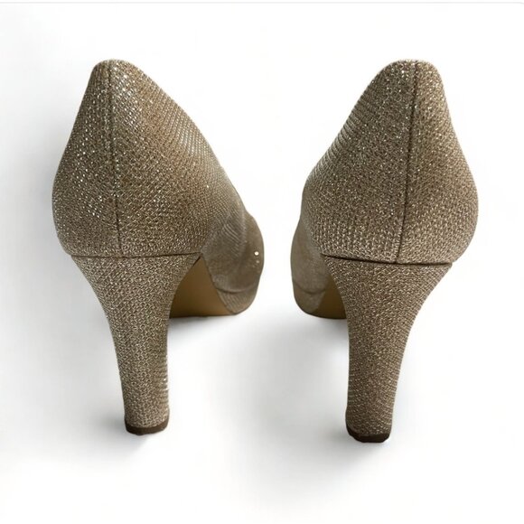 Aukis Women's Sparkly Gold High Heels - Size 9.5 - Picture 13 of 14